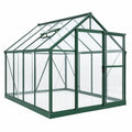 Invernadero de jardín 190 x 130 x 195 cm de aluminio verde con paneles transparentes y ventilación