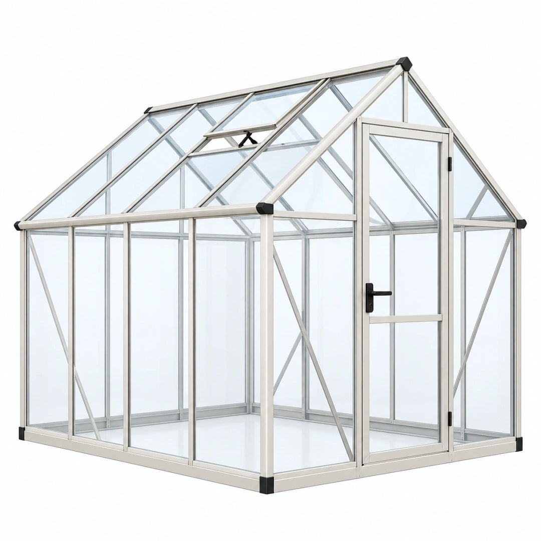 Invernadero 190 x 190 x 195 cm de aluminio plateado con paneles transparentes para cultivo