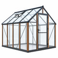 Invernadero de jardín 190 x 190 x 195 cm - aluminio marrón y negro con paneles transparentes y ventilación