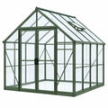 Invernadero 244 x 190 x 230 cm de aluminio verde con paneles transparentes - puerta doble y ventana abatible