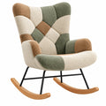 Sillón mecedora 70 x 95 x 105 cm con tapizado bouclé multicolor y estructura de metal y madera