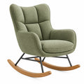 Mecedora 75 x 92 x 102 cm tapizada verde con base de madera y metal estilo nórdico