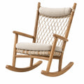 Silla mecedora 70 x 95 x 105 cm de madera y cuerda beige para interior estilo bohemio