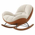 Mecedora 110 x 95 x 100 cm de tapizado texturizado beige y acabado marrón con estructura de madera