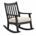 Mecedora de madera 70 x 90 x 110 cm negra con asiento acolchado beige de estilo clásico