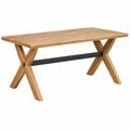 Mesa de comedor 180 x 90 x 75 cm de madera natural con patas en X estilo industrial