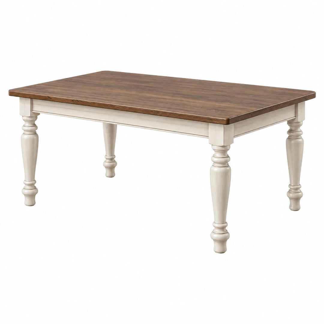 Mesa de comedor 180 x 100 x 76 cm de madera marrón y blanco estilo clásico