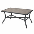 Mesa de exterior 150 x 90 x 72 cm de metal negro y tablero gris con lamas