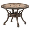 Mesa de jardín redonda 122 cm de metal bronce con tablero de mosaico estilo clásico