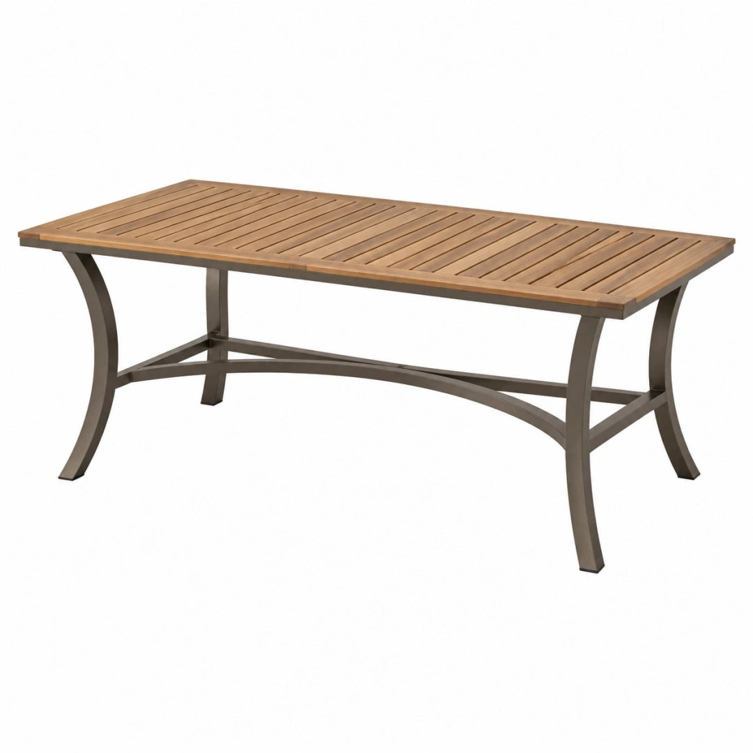 Mesa de jardín 200 x 100 x 75 cm de madera y metal marrón estilo contemporáneo