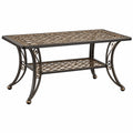 Mesa consola de jardín 122 x 61 x 74 cm de metal bronce con estante estilo clásico