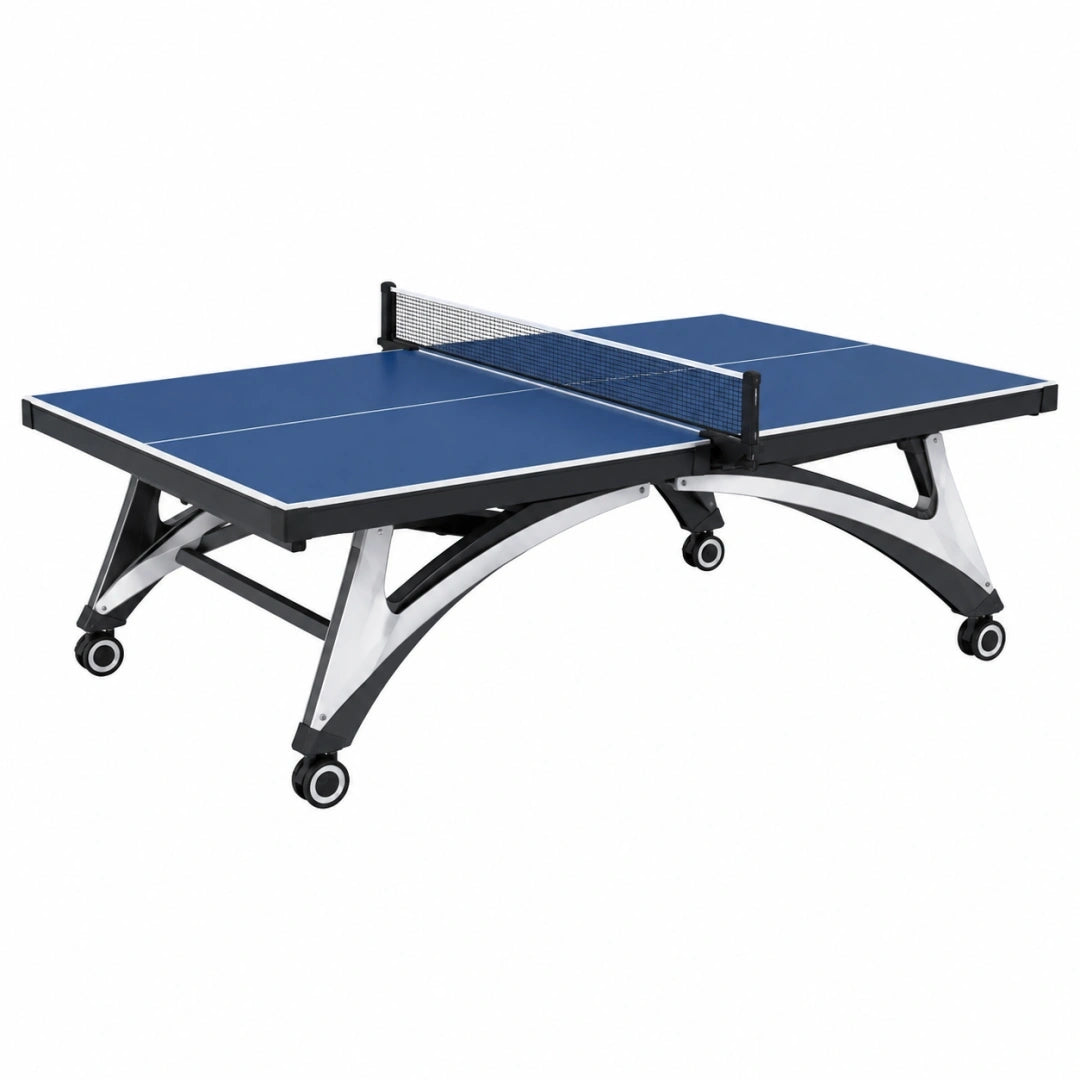 Mesa de tenis de mesa 274 x 152.5 x 76 cm azul con estructura metálica y ruedas