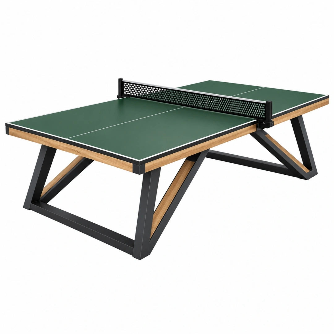 Mesa de ping pong 274 x 152.5 x 76 cm verde de madera y metal para interior con red