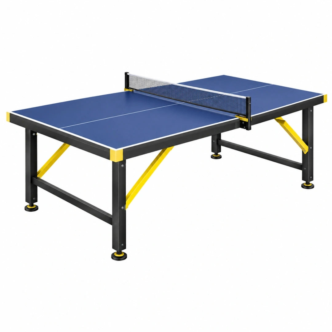 Mesa de tenis de mesa 274 x 152.5 x 76 cm de acero azul negra y amarilla con red
