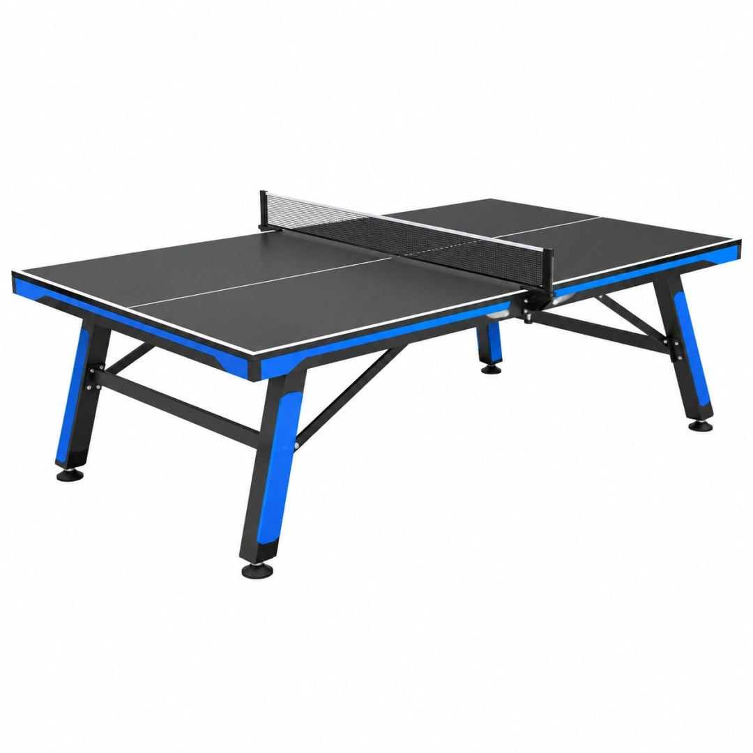Mesa de tenis de mesa 274 x 152.5 x 76 cm de acero negro y azul con red para interior
