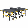Mesa de ping pong 274 x 152.5 x 76 cm de acero negra y amarilla con ruedas